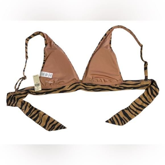 NWT Aerie Brown Tan Black Zebra‎ Print Triangle Bikini Swim Top Size Small - Picture 2 of 3